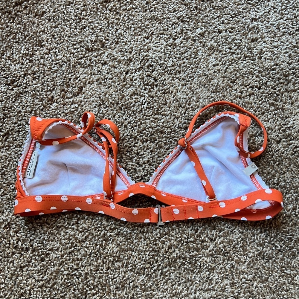 Rhythm Polka Dot Orange White Bikini Top - Picture 2 of 3